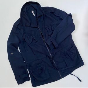 Mittoshop Navy Zip Up Jacket with Pockets and Drawstring Size Medium
